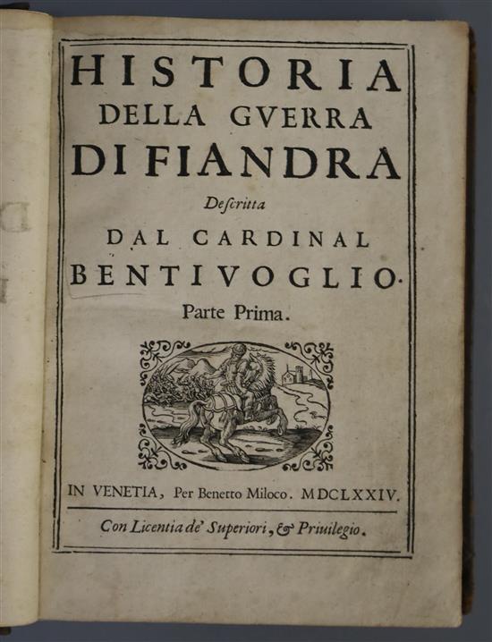 Bentivoglio, Guido - Historia della guerra di Fiandra descritta dal Cardinal Bentivoglio, 3 vols in 1, 8vo,